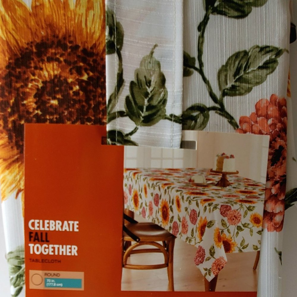 Fall Sunflowers And Hydrangeas 70" Round Tablecloth